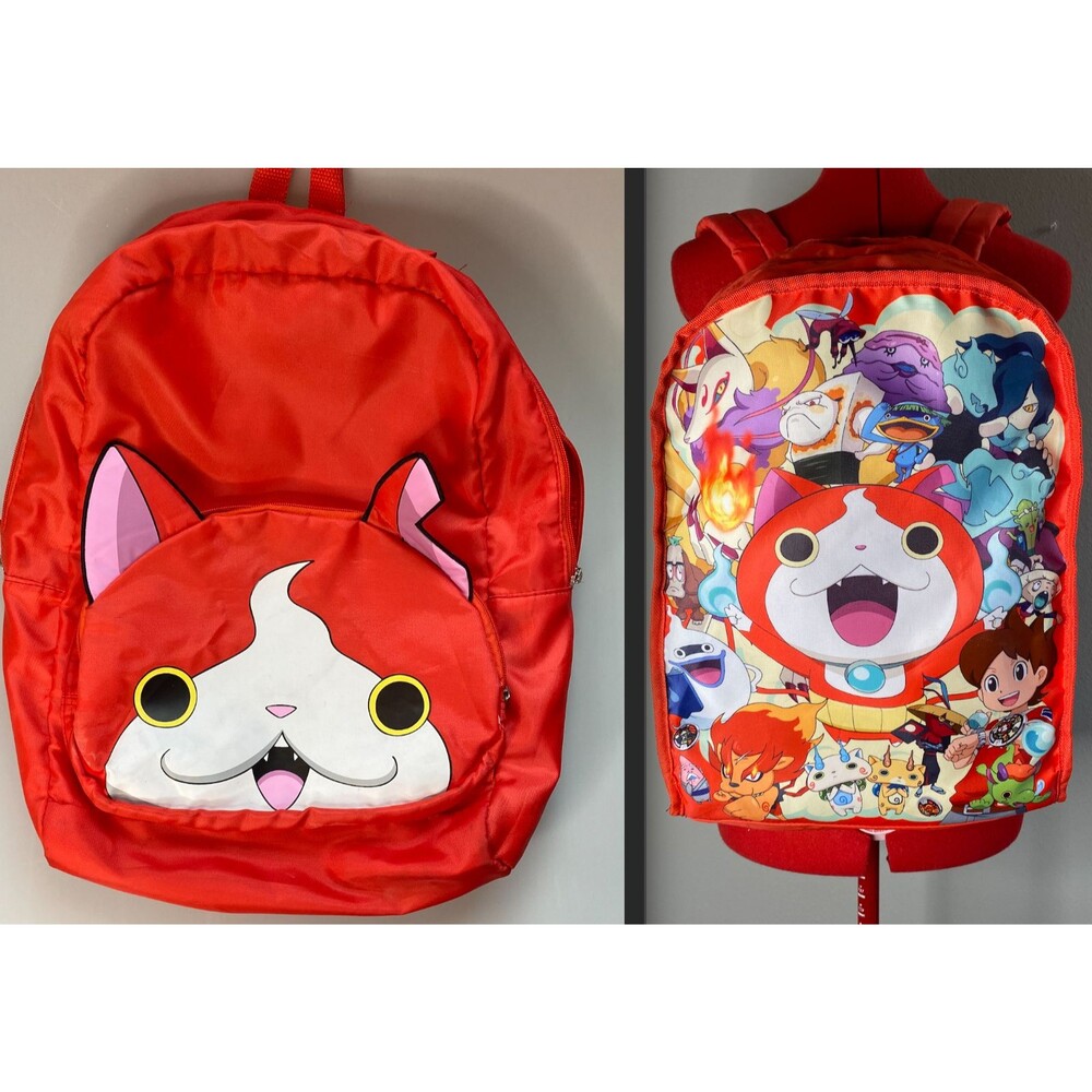 RARE Yokai Watch Bandai REVERSIBLE Character Jibanyan Red School Travel Backpack
